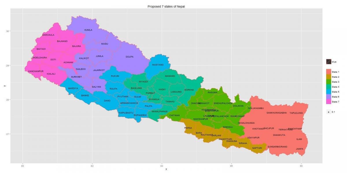 地図の連邦国家ネパール