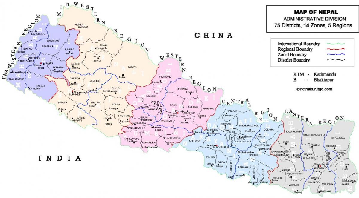 ネパールの政治地図地区