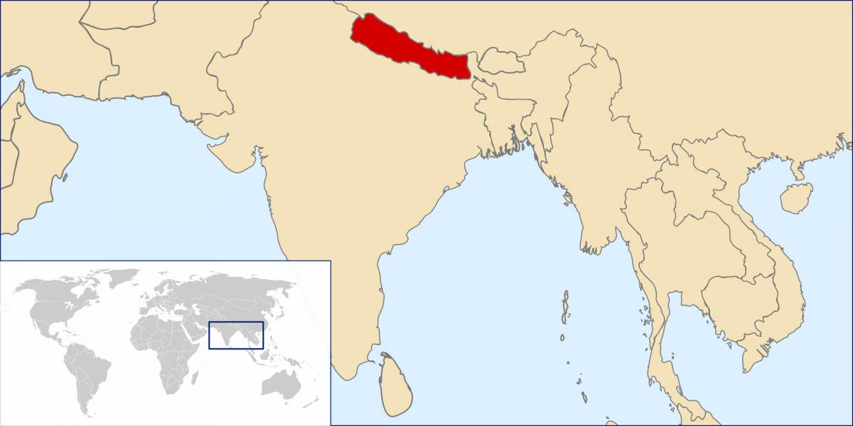 地図のネパールの場所が世界の