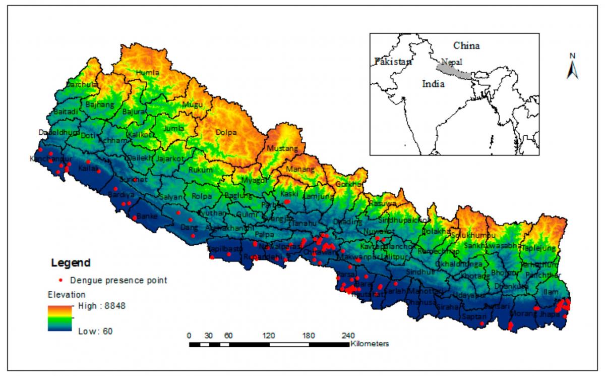 地図のネパールの気候
