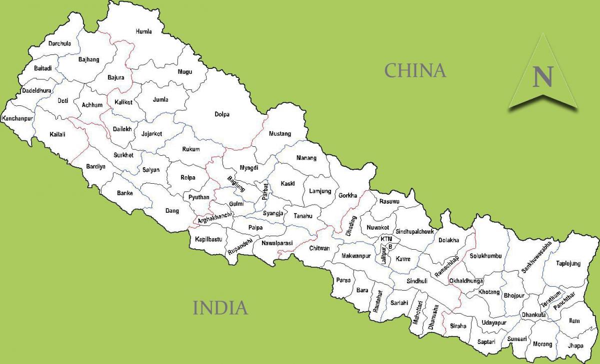 ネパールの地図と都市