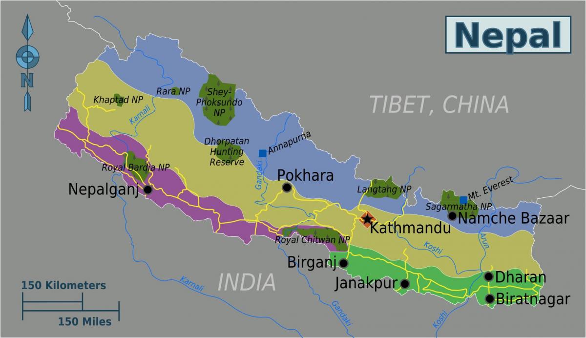 mtのエベレスト-ネパールの地図