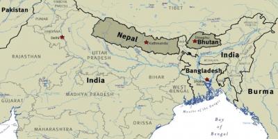 ネパールのチベット地図 地図のブータンとネパールのチベット 南アジア アジア