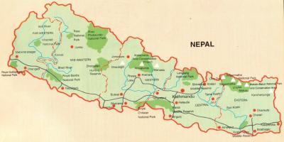 ネパールの観光名所の地図
