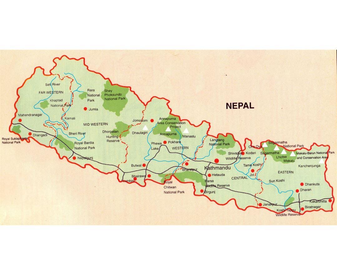 地図のネパールの鉄道butwal
