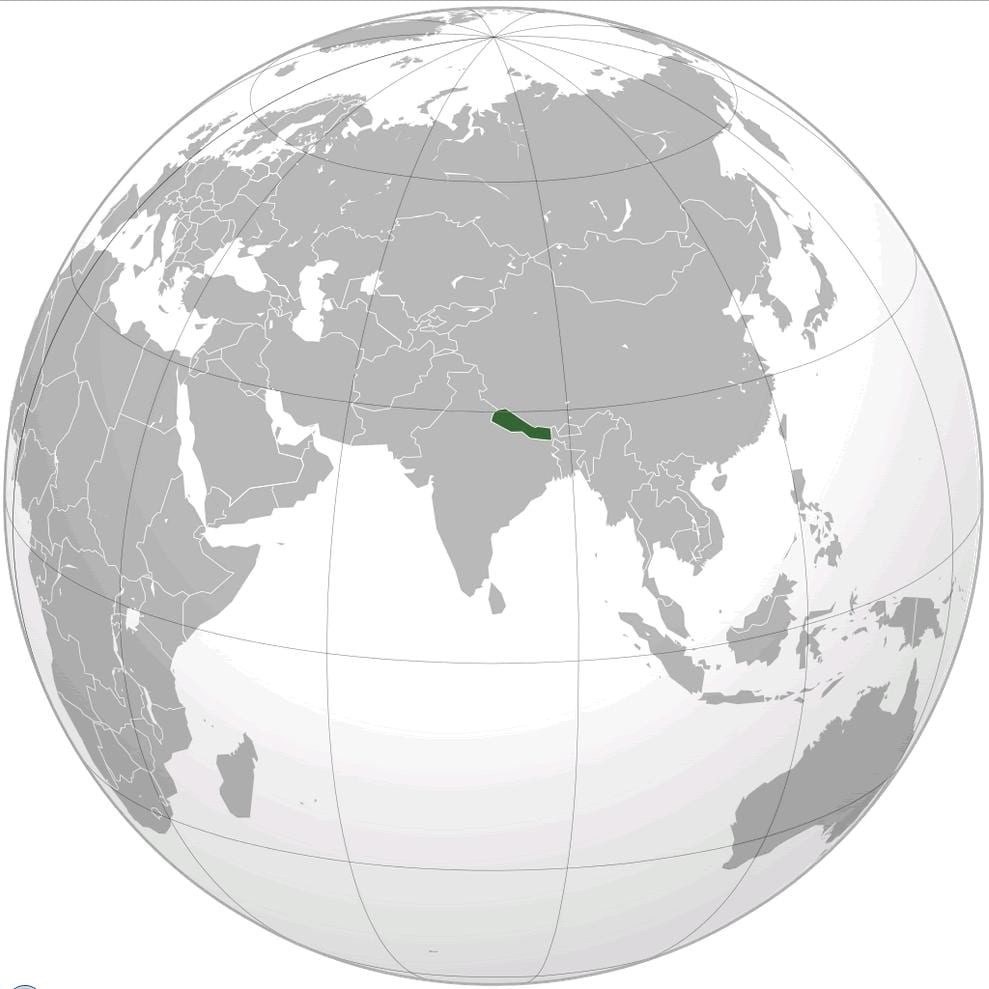 地図の地球ネパール