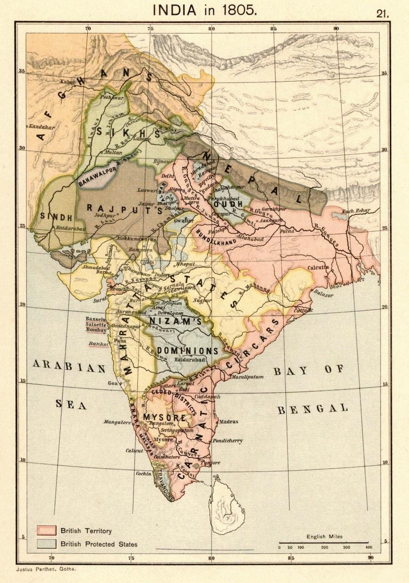 地図のネパールの前に1816