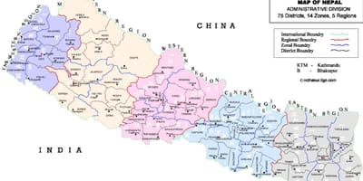 ネパールの政治地図地区