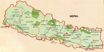 地図のネパールの鉄道butwal