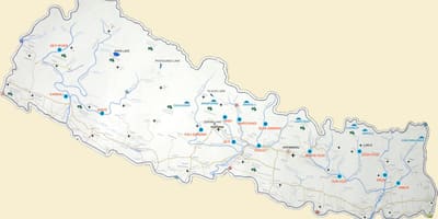 地図のネパールを示す河川
