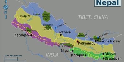 Mtのエベレスト-ネパールの地図