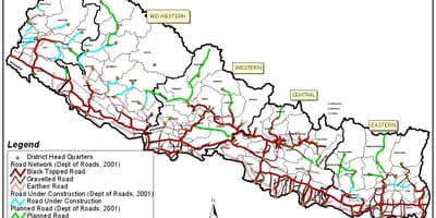 地図の道路ネパール地区